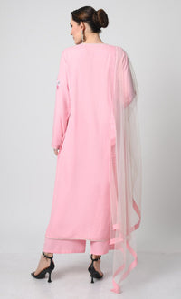 Eid Partywear – Rayon Salwar Kameez with Multicolor Embroidery & Net Shawl - EastEssence.com