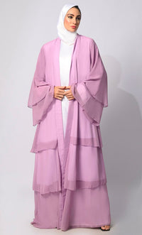 Elegance in Layers: LavendarTiered Shrug with Satin Lining - EastEssence.com