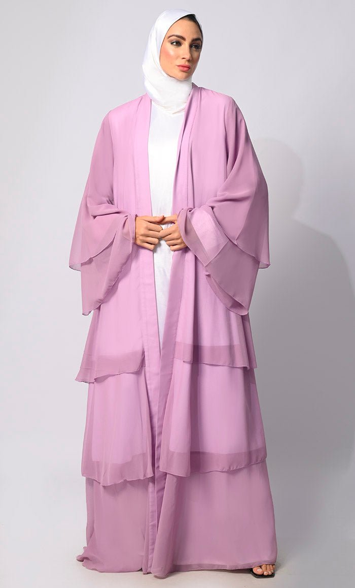 Elegance in Layers: LavendarTiered Shrug with Satin Lining - EastEssence.com