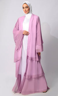 Elegance in Layers: LavendarTiered Shrug with Satin Lining - EastEssence.com