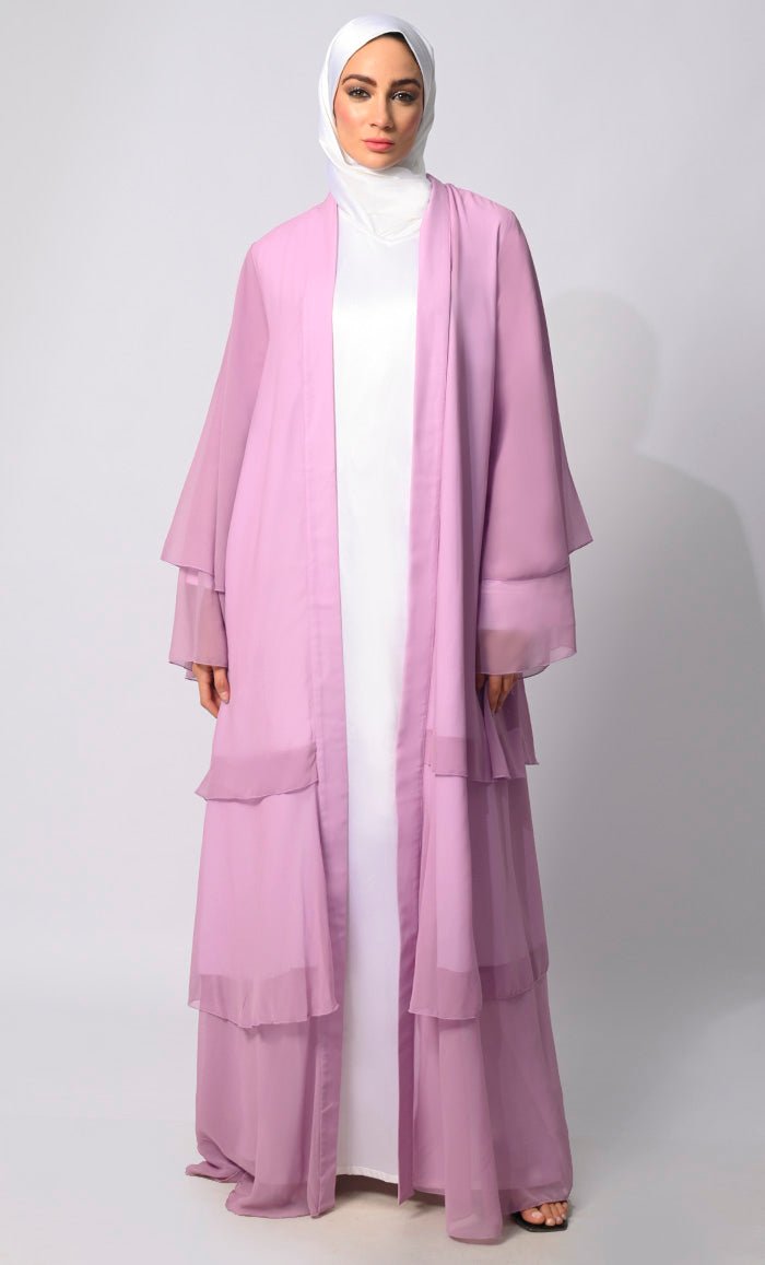 Elegance in Layers: LavendarTiered Shrug with Satin Lining - EastEssence.com