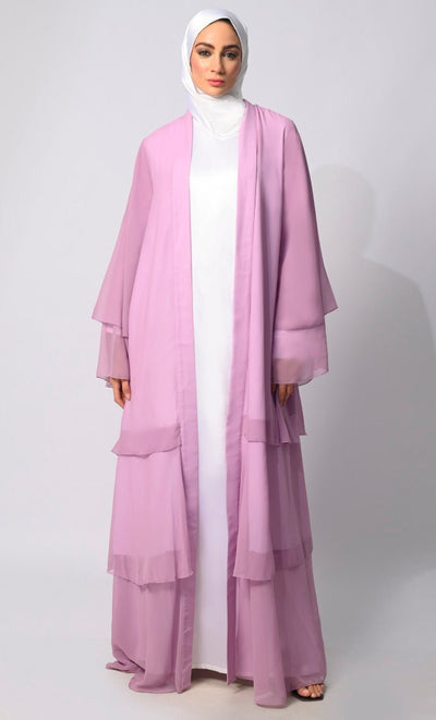 Elegance in Layers: LavendarTiered Shrug with Satin Lining - Final Sale - EastEssence.com