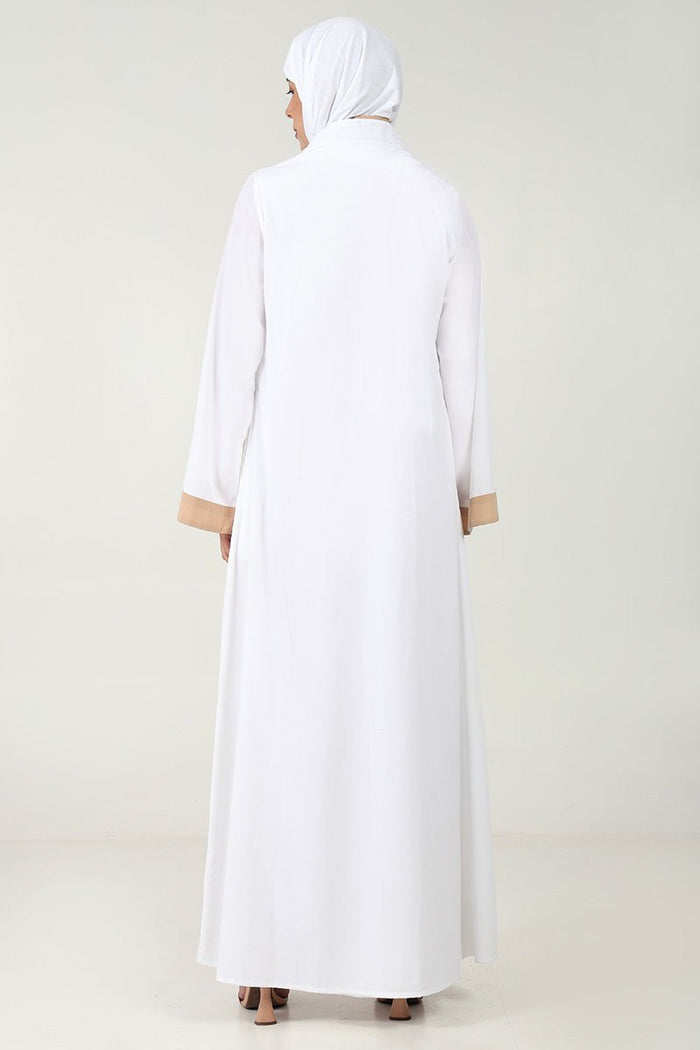 Elegant 2 - Piece Crepe Shrug Abaya with Contrast Detailing & Inner Lining - EastEssence.com