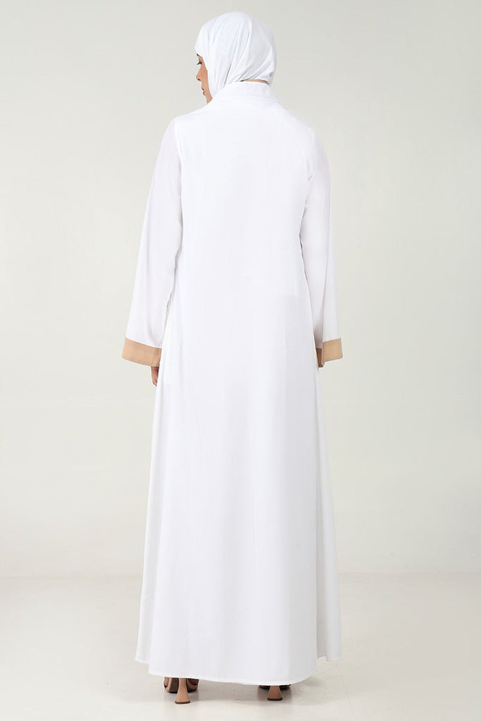 Elegant 2 - Piece Crepe Shrug Abaya with Contrast Detailing & Inner Lining - EastEssence.com