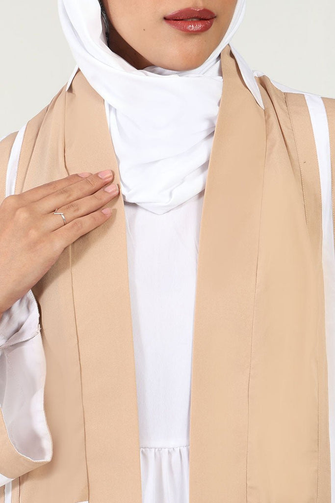 Elegant 2 - Piece Crepe Shrug Abaya with Contrast Detailing & Inner Lining - EastEssence.com