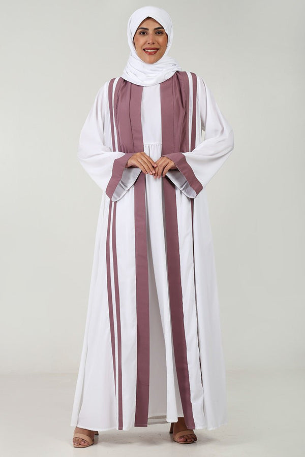 Elegant 2 - Piece Crepe Shrug Abaya with Contrast Detailing & Inner Lining - EastEssence.com