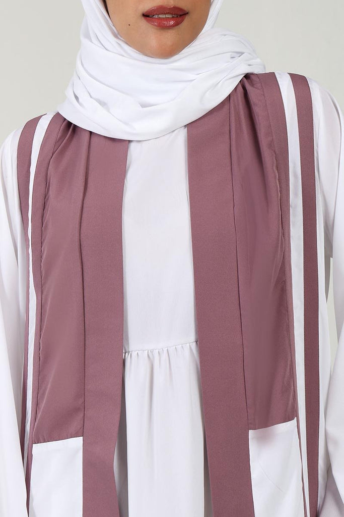 Elegant 2 - Piece Crepe Shrug Abaya with Contrast Detailing & Inner Lining - EastEssence.com