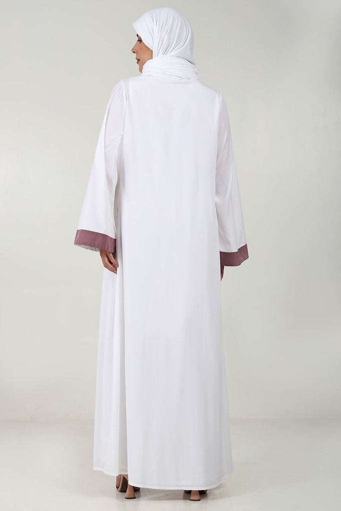 Elegant 2 - Piece Crepe Shrug Abaya with Contrast Detailing & Inner Lining - EastEssence.com