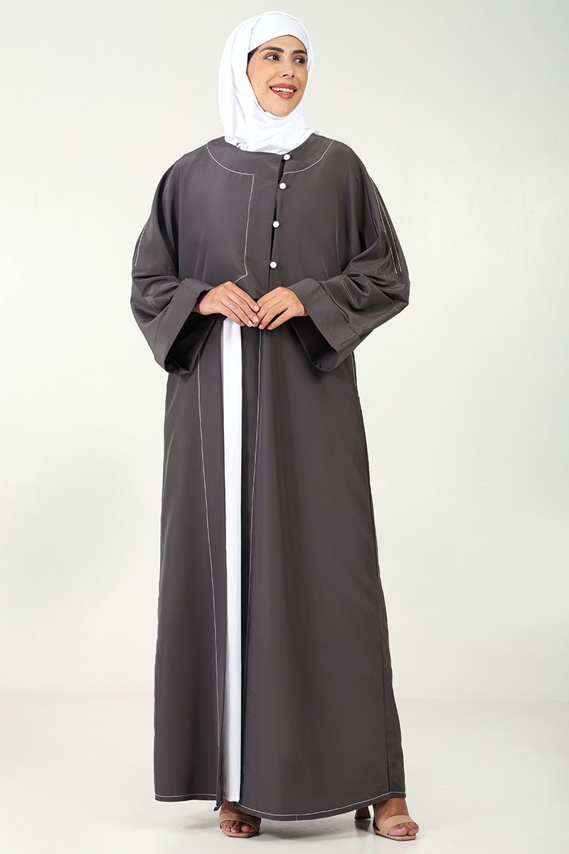 Elegant 2 - Piece Kashibo Abaya with Crepe Contrast Inner Lining - EastEssence.com