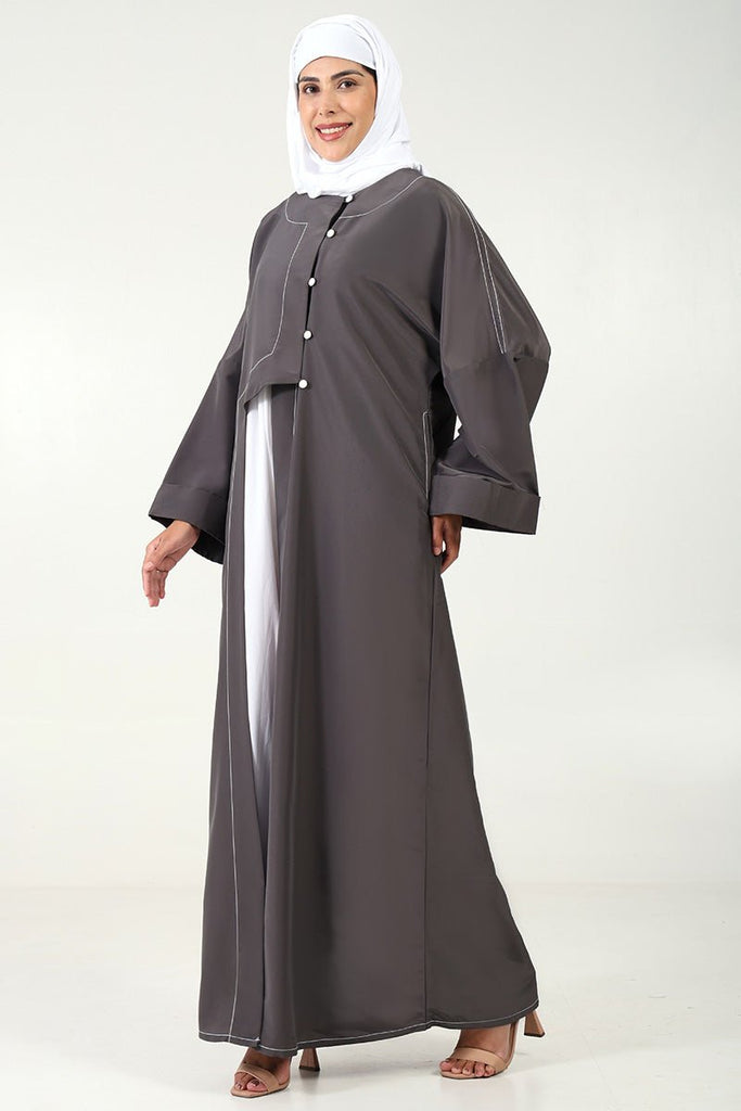 Elegant 2 - Piece Kashibo Abaya with Crepe Contrast Inner Lining - EastEssence.com