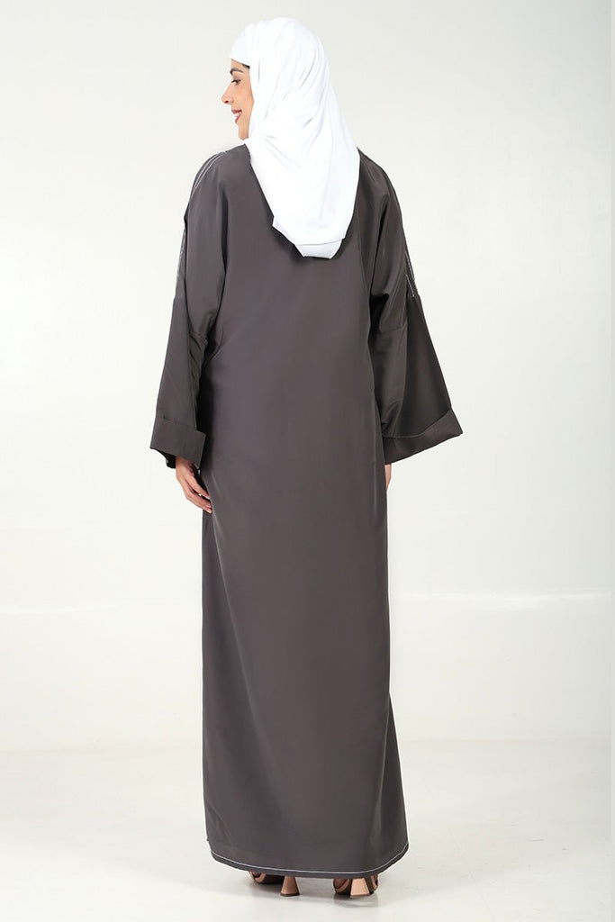 Elegant 2 - Piece Kashibo Abaya with Crepe Contrast Inner Lining - EastEssence.com