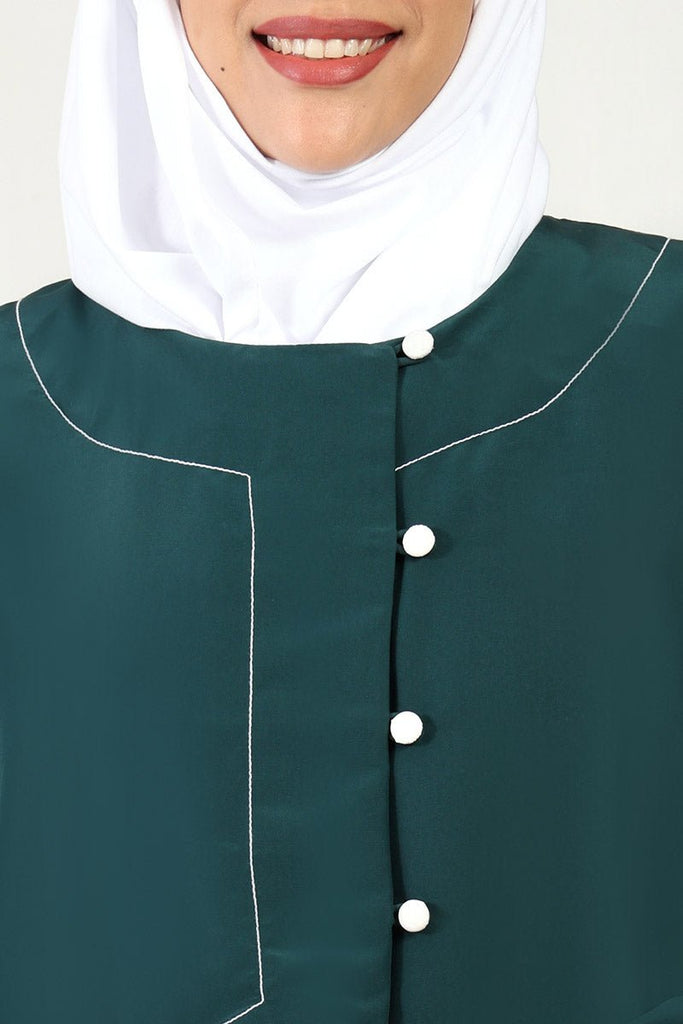 Elegant 2 - Piece Kashibo Abaya with Crepe Contrast Inner Lining - Teal - EastEssence.com