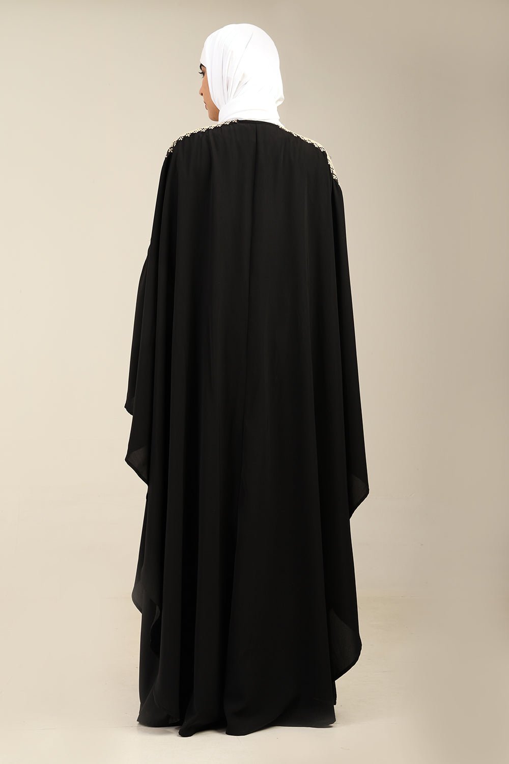 Elegant Embroidered Nida Kaftan Abaya with Batwing Sleeves - EastEssence.com