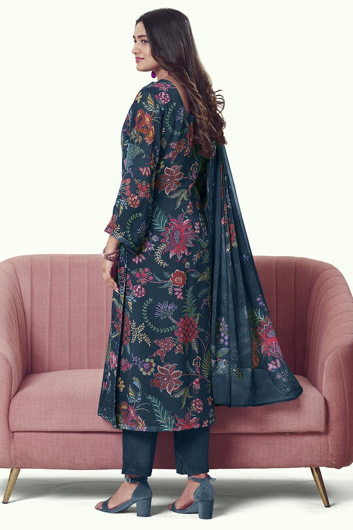 Elegant Festive Wear Georgette Kurta Pant Dupatta Set - EastEssence.com
