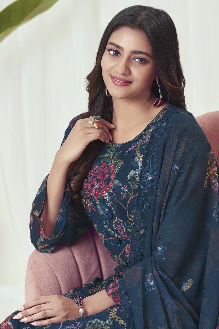 Elegant Festive Wear Georgette Kurta Pant Dupatta Set - EastEssence.com