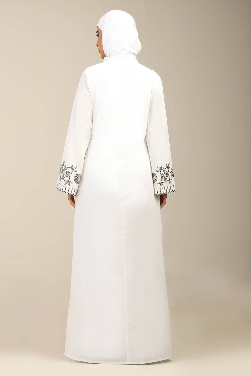 Elegant Floral Panel Embroidered Abaya Dress - EastEssence.com