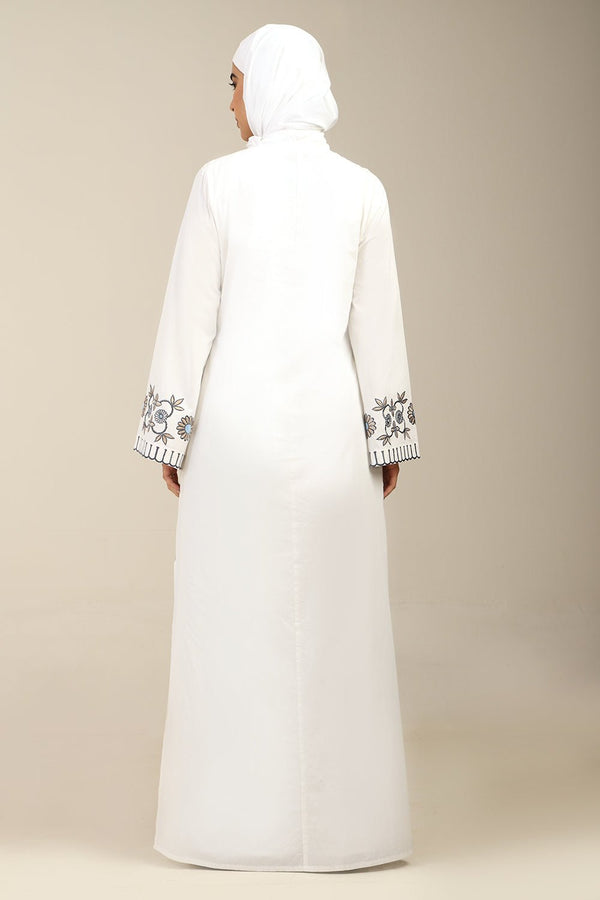 Elegant Floral Panel Embroidered Abaya Dress - EastEssence.com