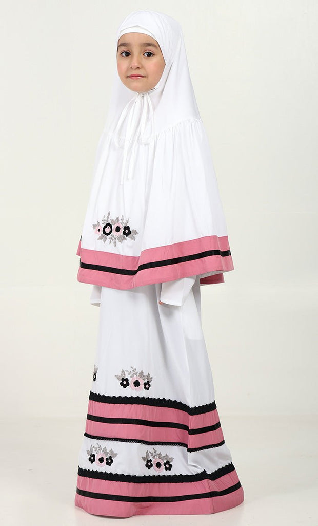 Elegant Girls' 2 - Piece Prayer Set - Pink trim - EastEssence.com