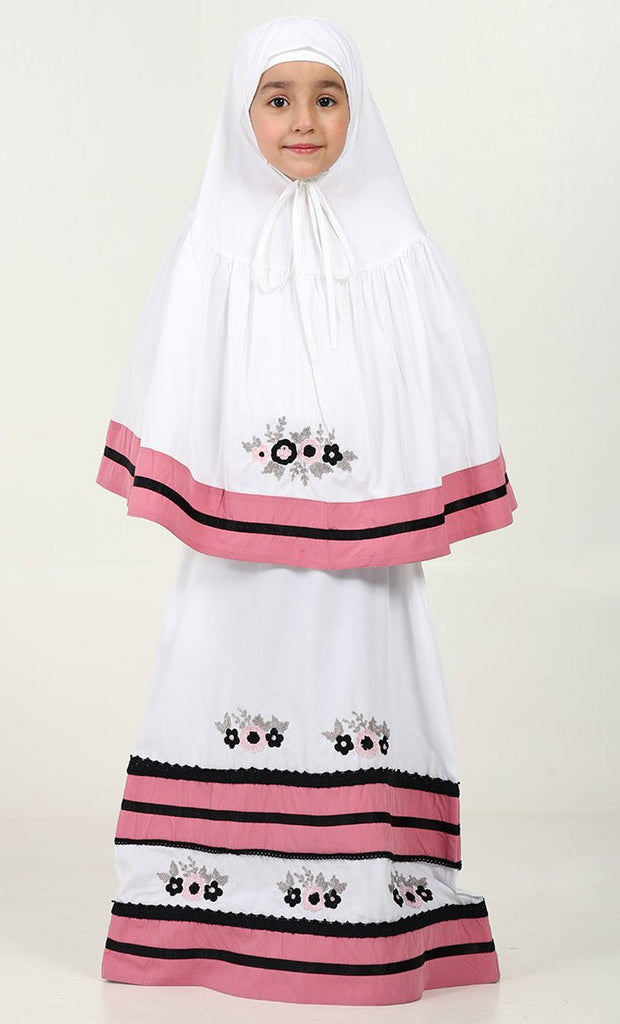 Elegant Girls' 2 - Piece Prayer Set - Pink trim - EastEssence.com