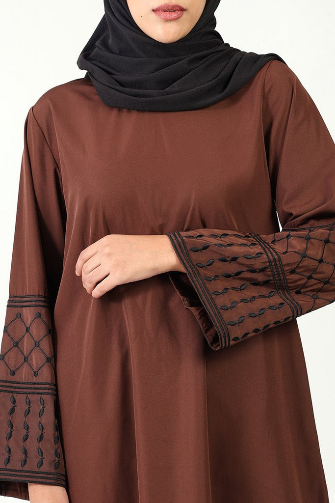 Elegant Kashibo 2 - Piece Kurta & Pant Set with Fine Embroidery - Brown - EastEssence.com