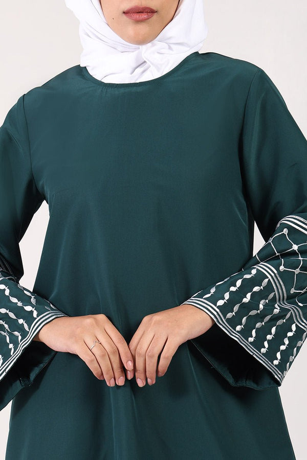 Elegant Kashibo 2 - Piece Kurta & Pant Set with Fine Embroidery - Teal - EastEssence.com