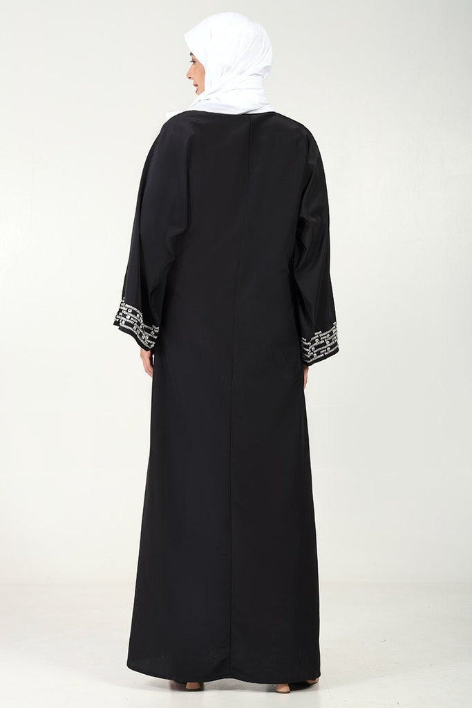 Elegant Kashibo Fabric 2 - Piece Abaya Set with Zigzag Embroidery - EastEssence.com