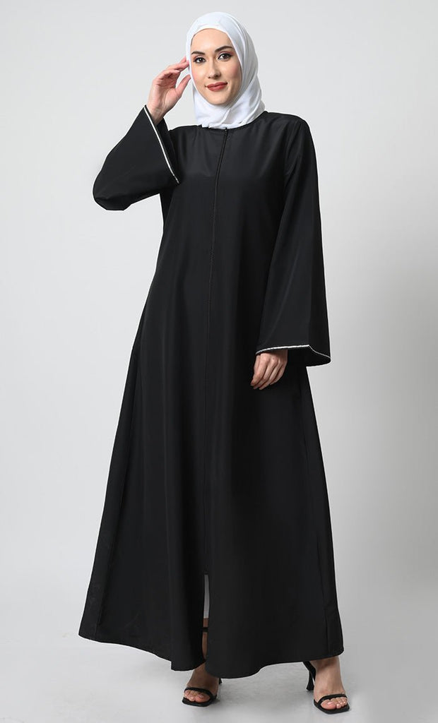 Elegant Kashibo Fabric A - Line Abaya with Bell Sleeves - EastEssence.com