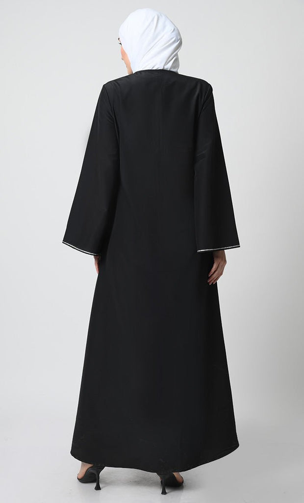 Elegant Kashibo Fabric A - Line Abaya with Bell Sleeves - EastEssence.com