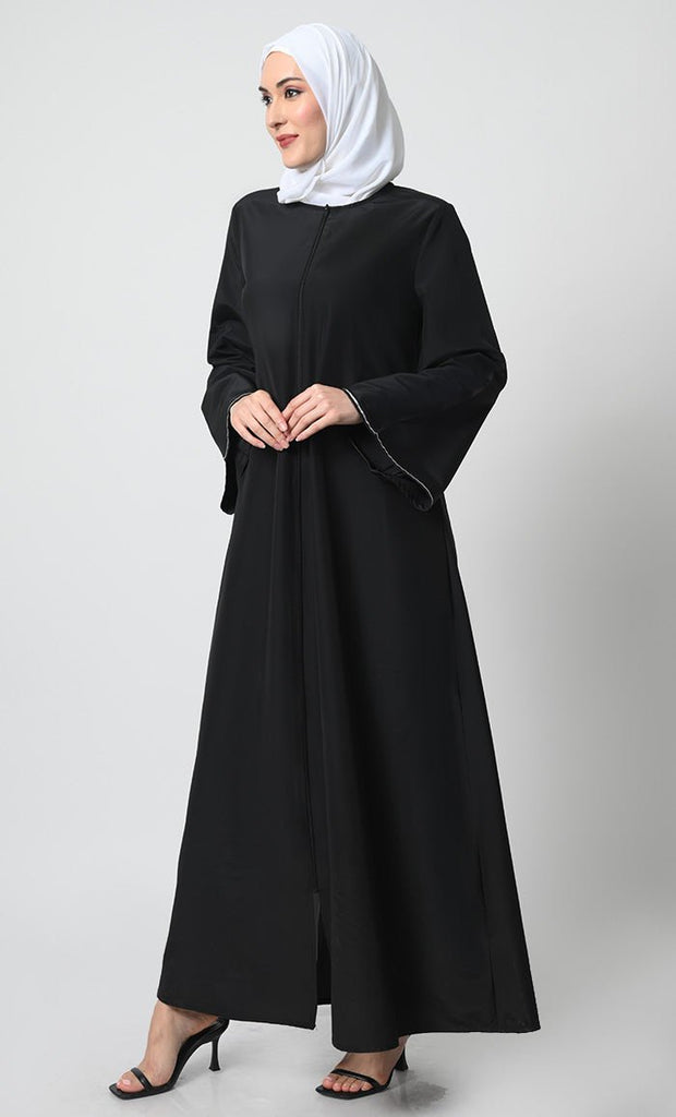 Elegant Kashibo Fabric A - Line Abaya with Bell Sleeves - EastEssence.com