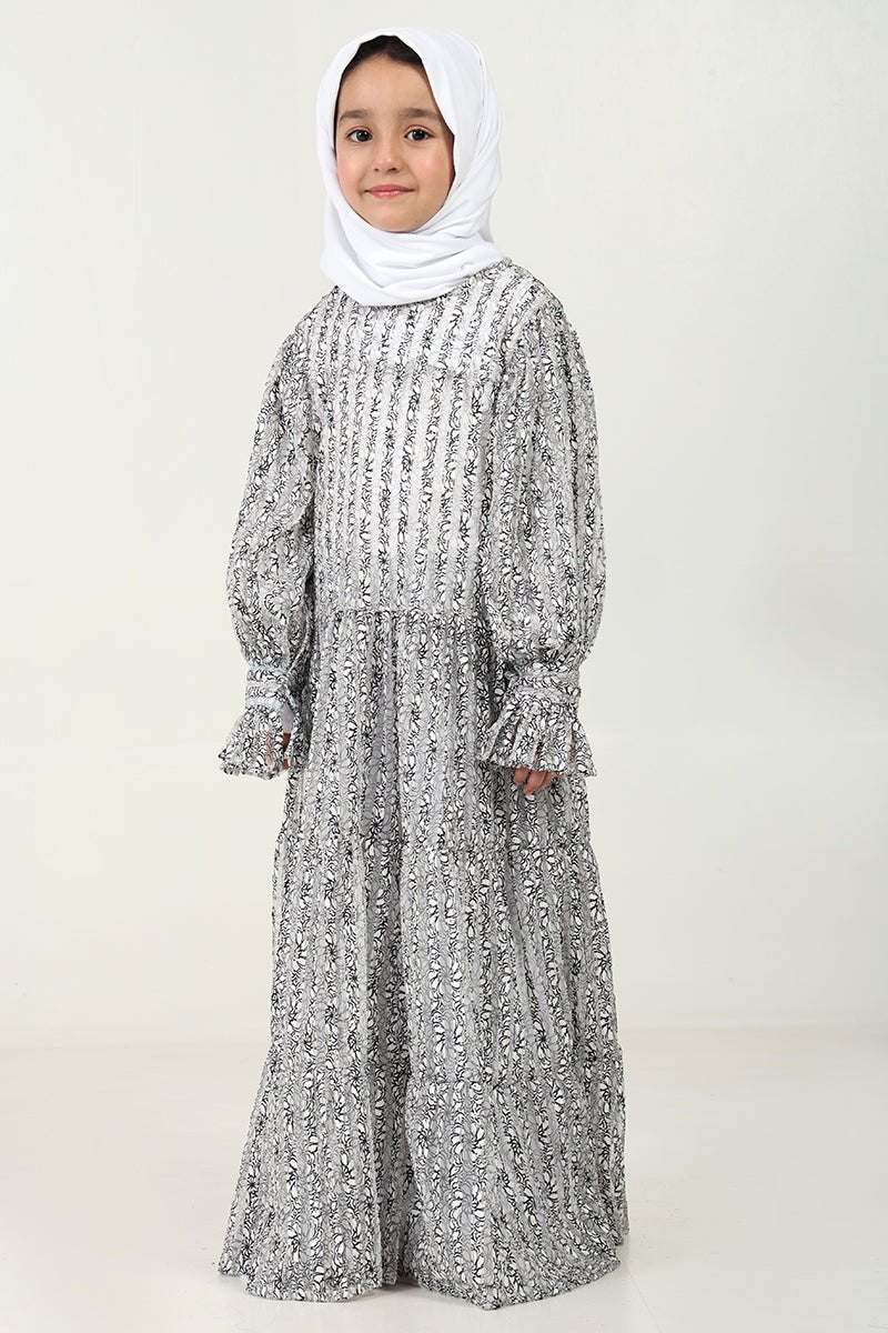 Elegant Layered Abaya for Girls in Korean Net Fabric with Lining - EastEssence.com