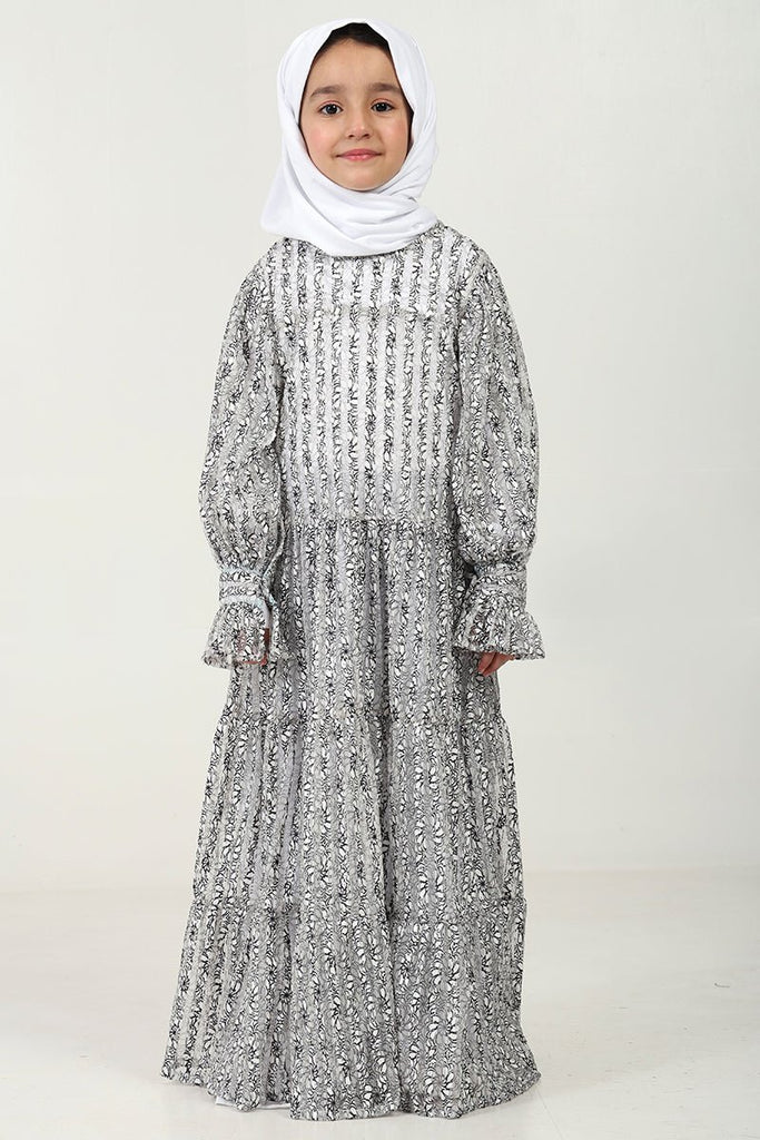 Elegant Layered Abaya for Girls in Korean Net Fabric with Lining - EastEssence.com