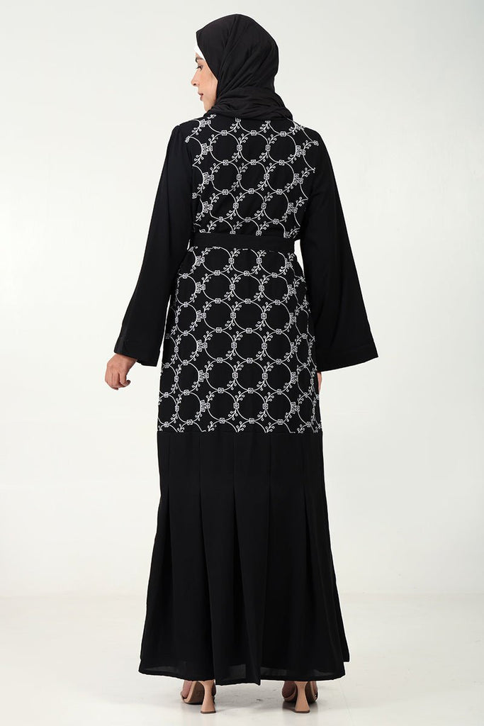 Elegant Nida 2 - Piece Abaya Dress with Embroidered Shrug - EastEssence.com