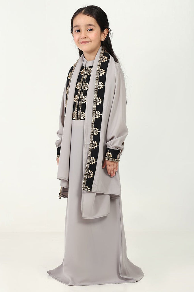 Elegant Nida Fabric Abaya & Matching Hijab Set for Girl - EastEssence.com