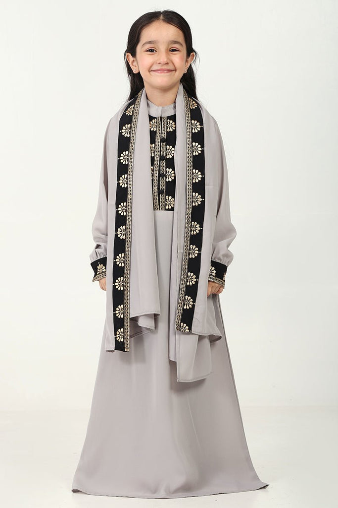 Elegant Nida Fabric Abaya & Matching Hijab Set for Girl - EastEssence.com