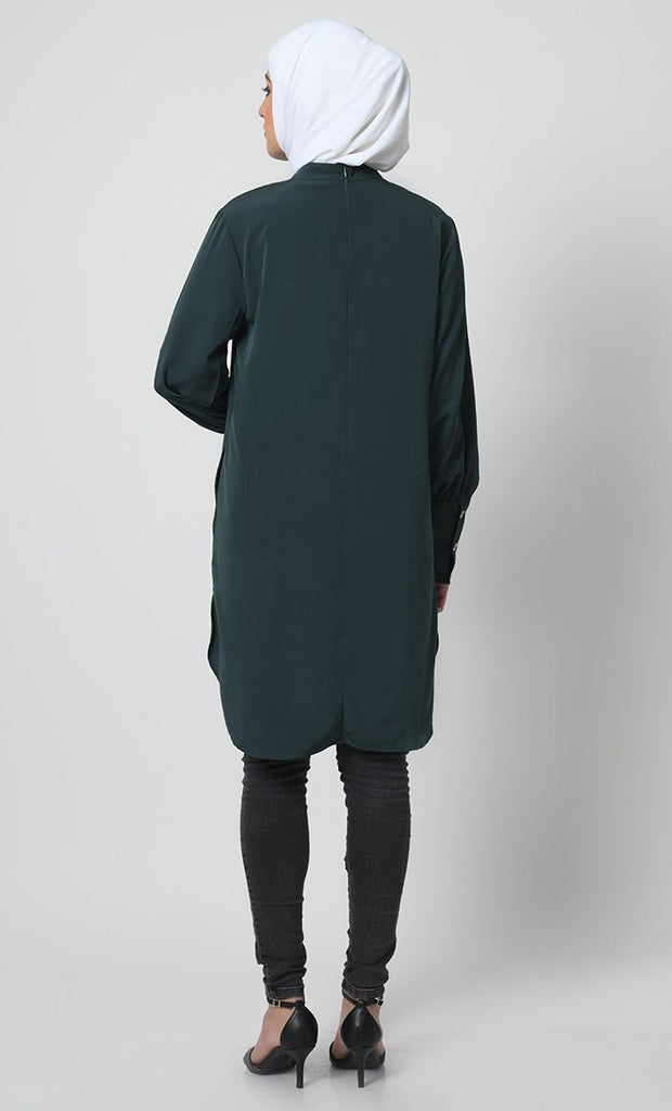 Elegant Nida Fabric Asymmetric Tunic - EastEssence.com