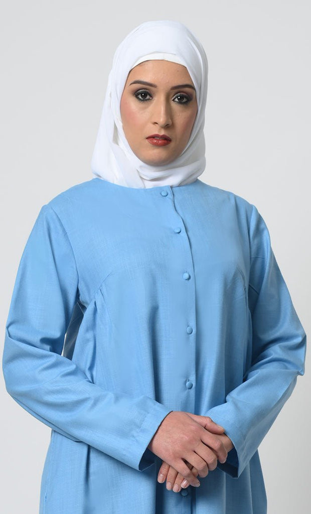 Elegant Polyester Poplin Tunic with Cuffed Sleeves - EastEssence.com