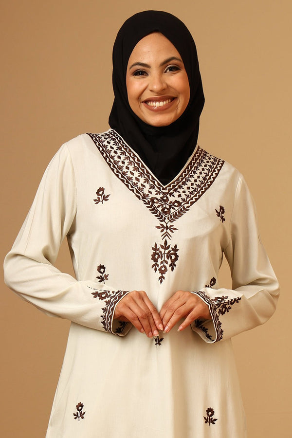 Elegant Rayon A - Line Floral Embroidered Salwar Kameez Set with Dupatta - EastEssence.com