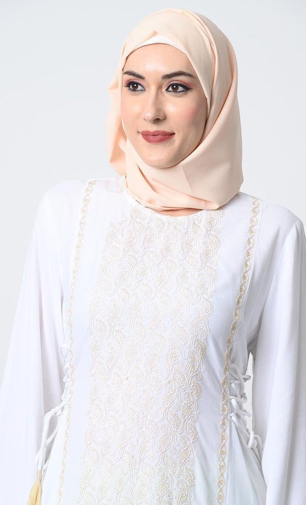 Elegant Rayon Fabric Abaya Dress with Cord Embroidery - EastEssence.com