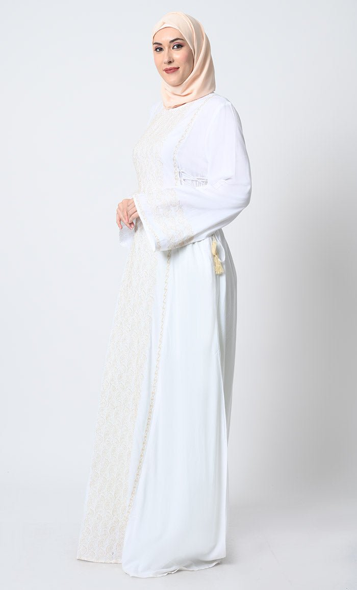 Elegant Rayon Fabric Abaya Dress with Cord Embroidery - EastEssence.com