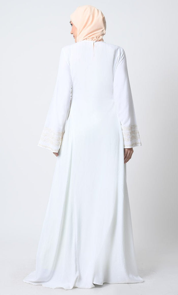 Elegant Rayon Fabric Abaya Dress with Cord Embroidery - EastEssence.com