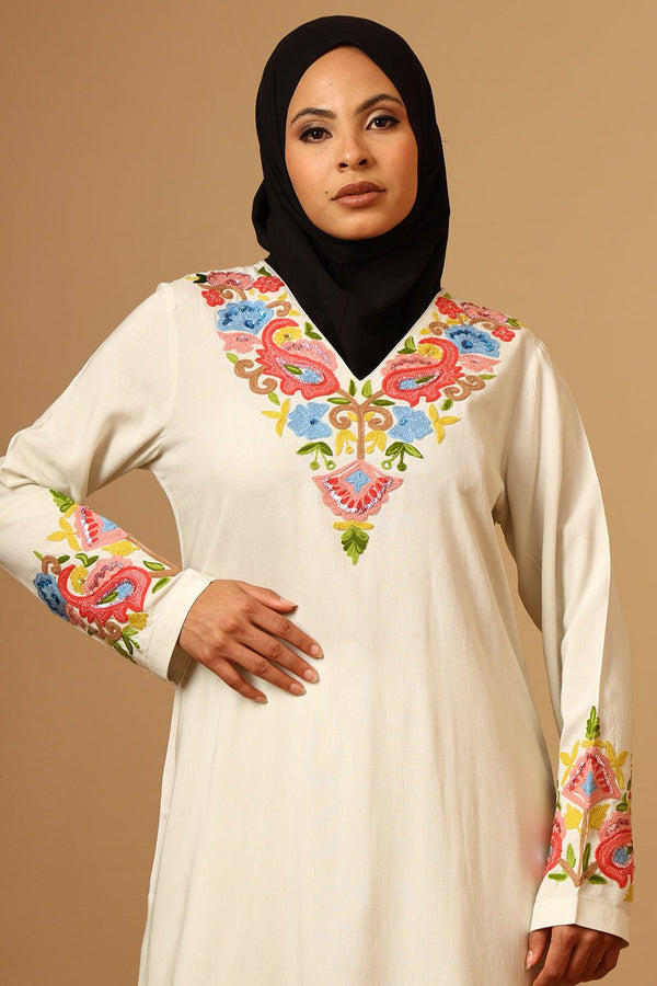 Elegant Rayon Floral Embroidered Straight Salwar Kameez Set with Dupatta - EastEssence.com