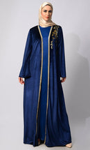 Elegant Royal Blue Handwork Shrug with Inner - EastEssence.com