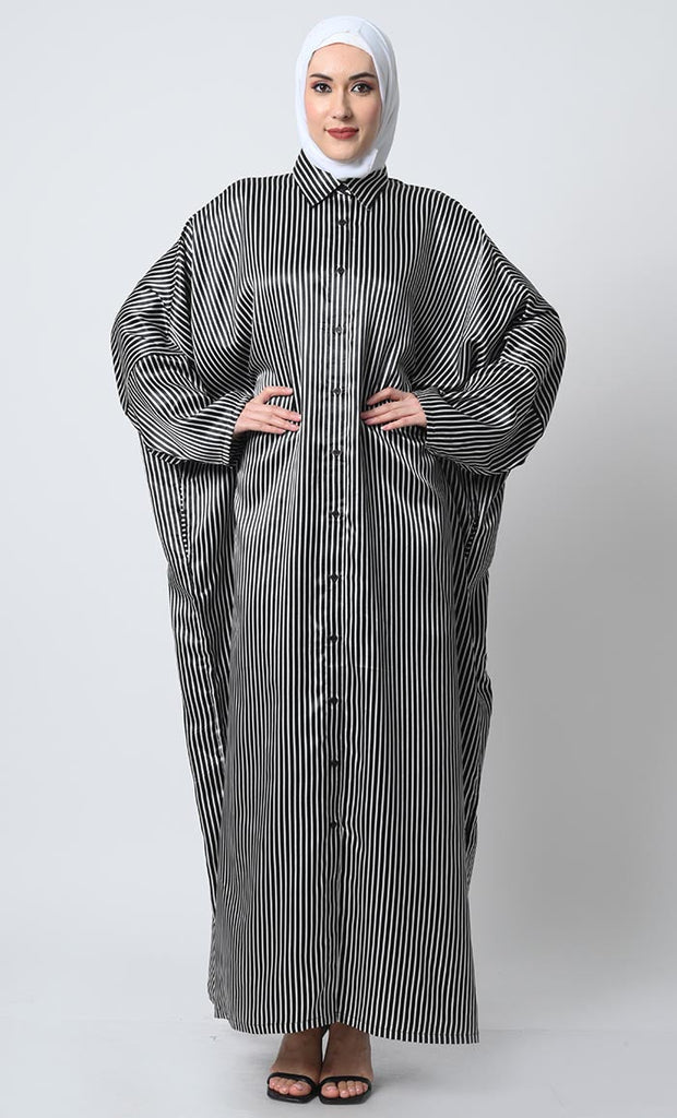 Elegant Satin Batwing Sleeve Kaftan Abaya - Final Sale - EastEssence.com