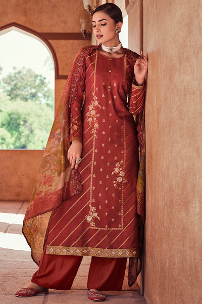 Elegant Silk Blend Embroidered Kameez pant set - EastEssence.com