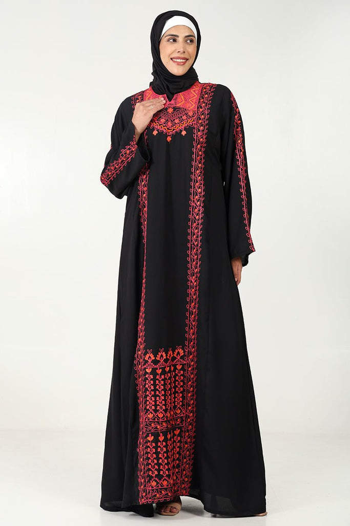 Elegant Summer Cool Fabric 2 - Piece Abaya Set with Floral Embroidery - EastEssence.com