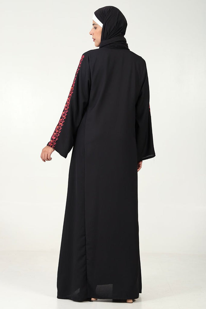 Elegant Summer Cool Fabric 2 - Piece Abaya Set with Floral Embroidery - EastEssence.com