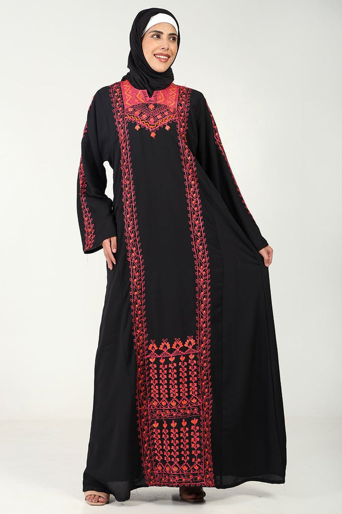 Elegant Summer Cool Fabric 2 - Piece Abaya Set with Floral Embroidery - EastEssence.com