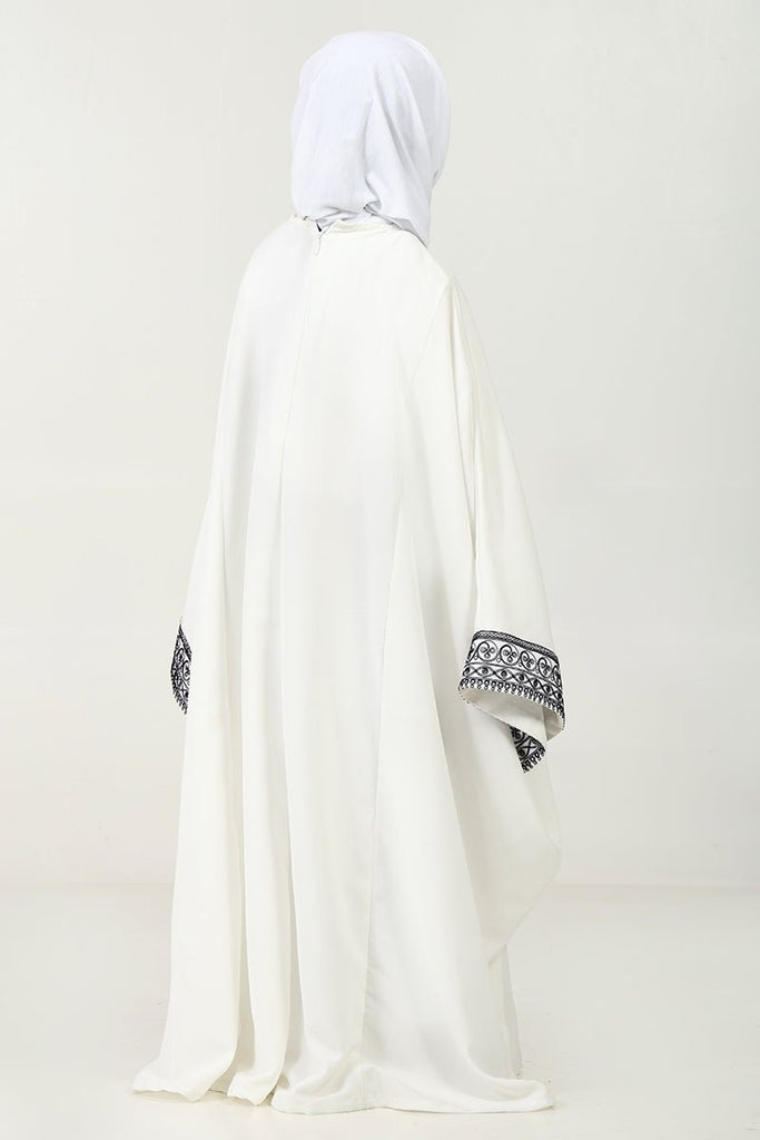 Elegant Summer Cool Kaftan Abaya for Girls with Cord Embroidery - EastEssence.com