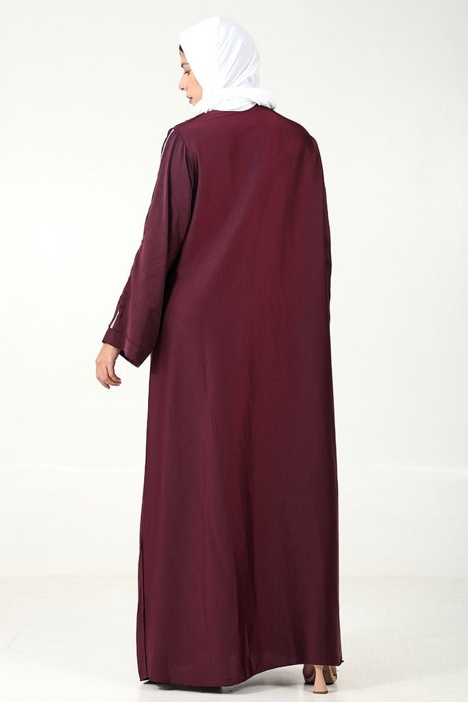 Elegant TikTok Fabric A - Line Abaya with Crystal Lace Work - EastEssence.com