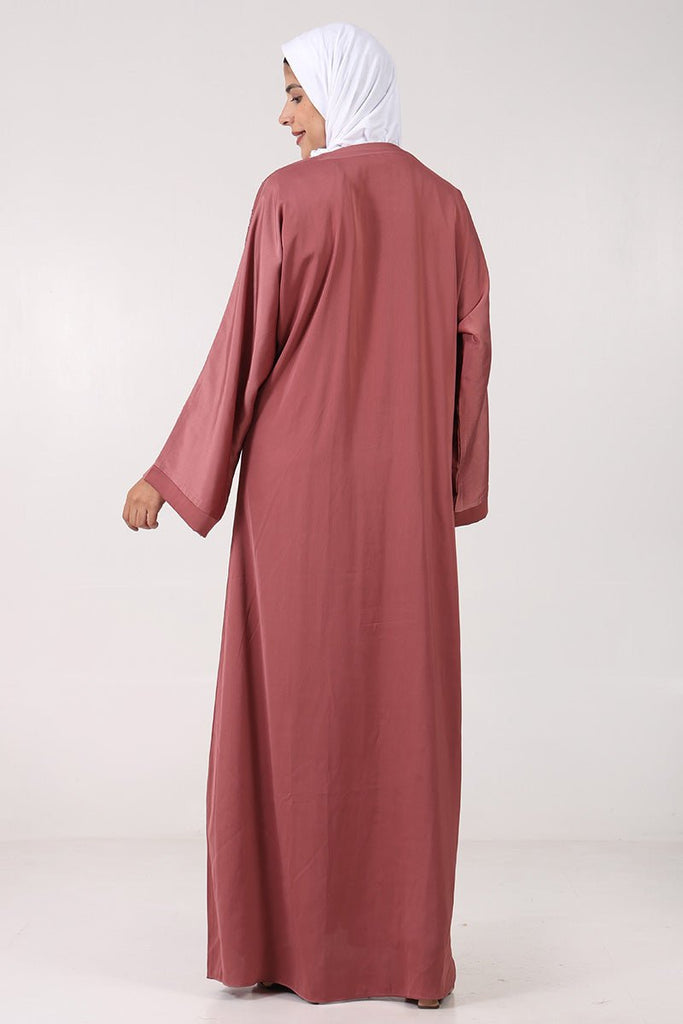 Elegant TikTok Fabric Kaftan Abaya with Stone Embroidery - EastEssence.com